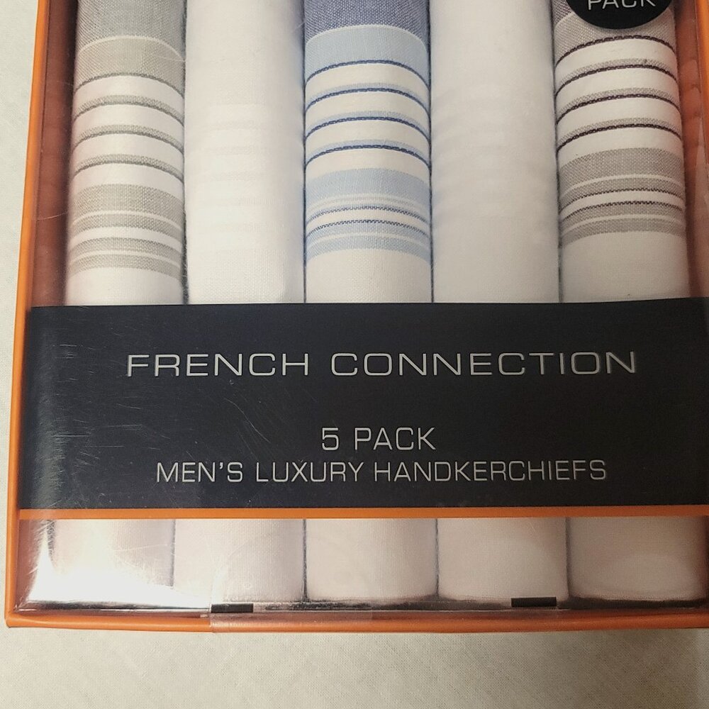 French Connection Premium Handkerchief Set 5 pack luxury MULTI COLOR see pics